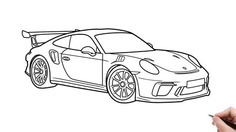 Drawing PORSCHE 911 GT3 RS 2018 easy / how to draw porsche 911 991 2019 ...