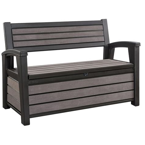 Keter Hudson 60 Gal Plastic Outdoor Backyard Patio Storage Bench Deck ...