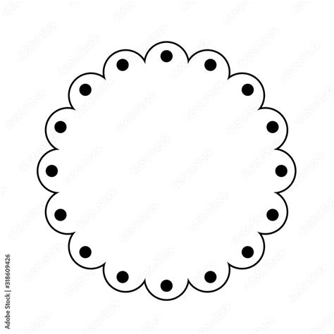 Scalloped circle shape outline with dots. Clipart image isolated on ...