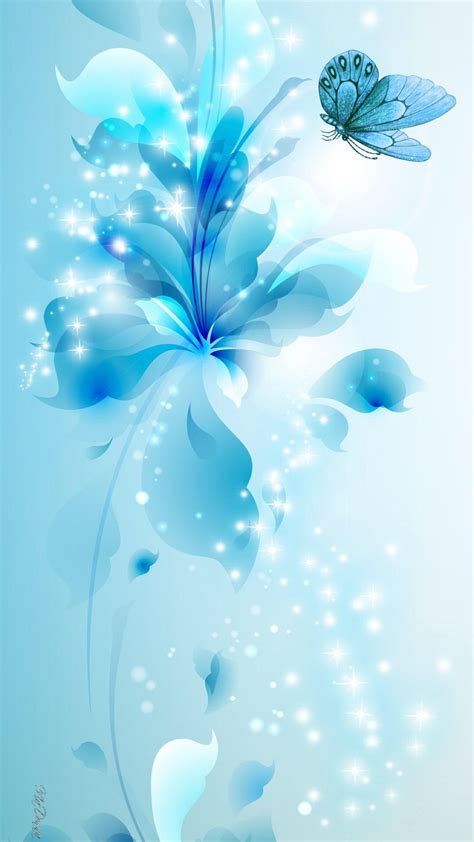 Blue, Turquoise, light, abstract, butterfly, flowers, apple, wallpaper ...