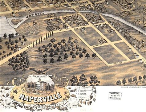 an old map of napperville showing the town's streets and its surroundings