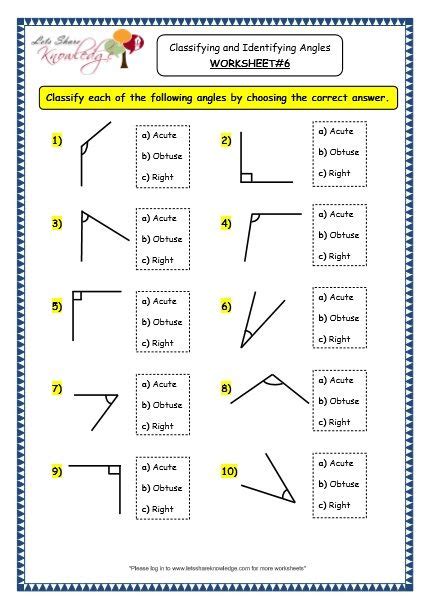 Angle Worksheet Grade 3