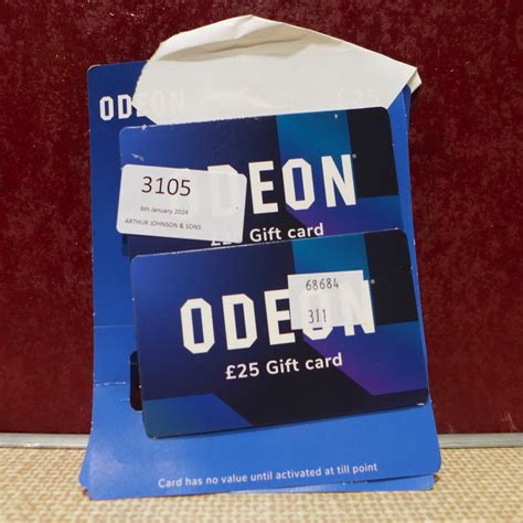 Two Odeon Gift Cards (£25 each) (311-340) * This lot is subject to vat