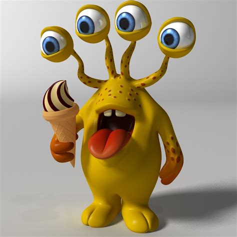 Cute yellow monster rigged 3D - TurboSquid 1478656