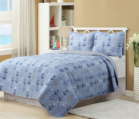 Anchors Blue Twin 2-piece Quilt Set - Walmart.com