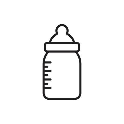 eps10 black vector milk feeding bottle line art icon isolated on white ...