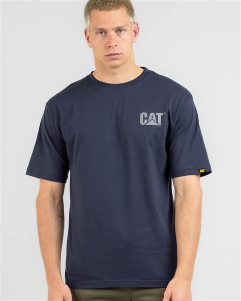 Shop Cat Trademark Logo T-Shirt In Eclipse - Charcoal - Fast Shipping ...