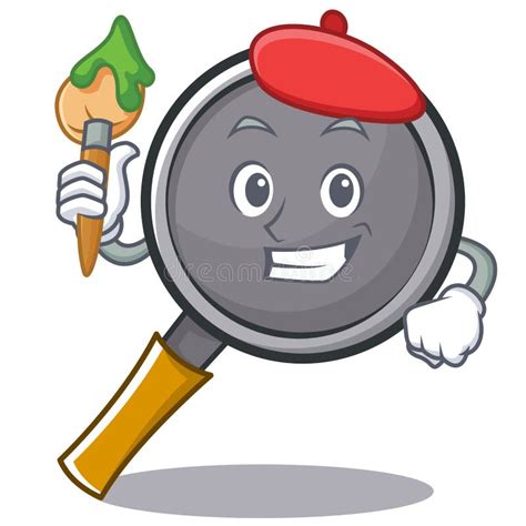 Artist Frying Pan Cartoon Character Stock Vector - Illustration of food ...