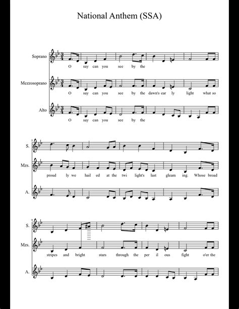 National Anthem (SSA) - alternate ending for choir sheet music for ...