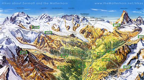 Zermatt Switzerland summer map - Zermatt Switzerland • mappery