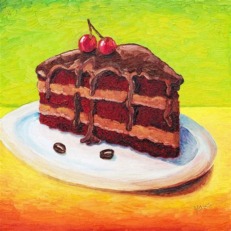 Chocolate Cake by Cindy Higby | Cake art print, Cake sketch, Cake drawing