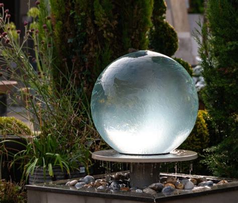 Glass Effect Acrylic Garden Water Feature with 45 cm Modern Sphere on ...