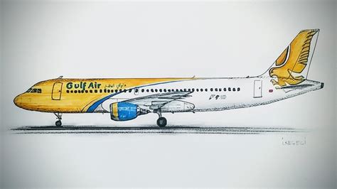 AIRBUS A320, GULF AIR Drawing timelapse - YouTube