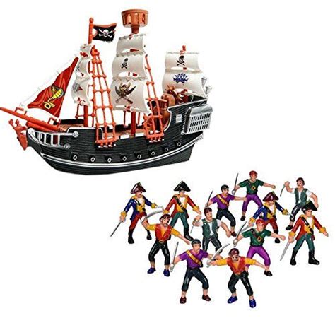 Wish Novelty- 10in Toy Pirate Ship with 12 Plastic Pirate... | Kid ...