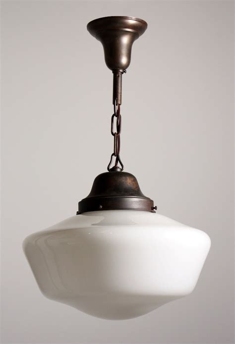 Antique Industrial Schoolhouse Light with Glass Globe, c. 1930â€™s ...