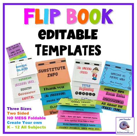 Flip Book Template Bundle Editable Foldable - NO MESS 3 Sizes - Google ...