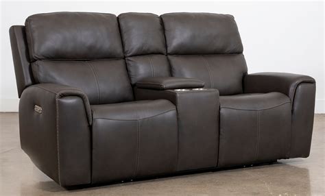 Flexsteel® Jarvis Grey Leather Power Reclining Loveseat | Miskelly ...