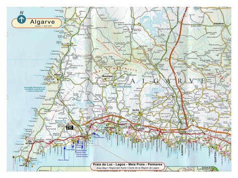 Large detailed road map of Algarve with other marks | Algarve ...