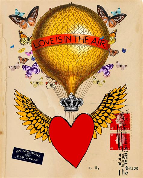 Love is in the Air, Digital Art, Heart With Wings, Valentines Day, Wall ...