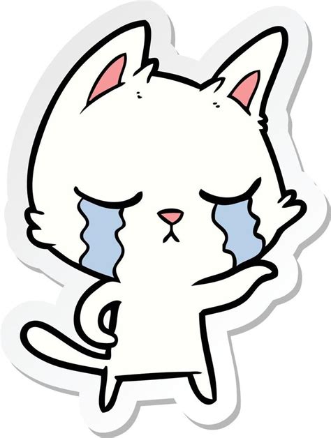 pegatina de un gato de dibujos animados llorando 10231194 Vector en ...