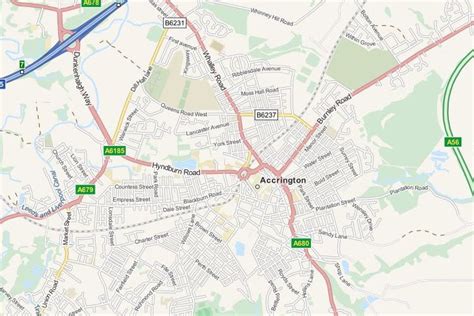 Map Of Accrington - Hyndburn, Lancashire, UK