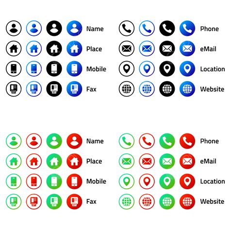 Business Card Icons Set, Icon, Icons, Icon Pack PNG and Vector with ...