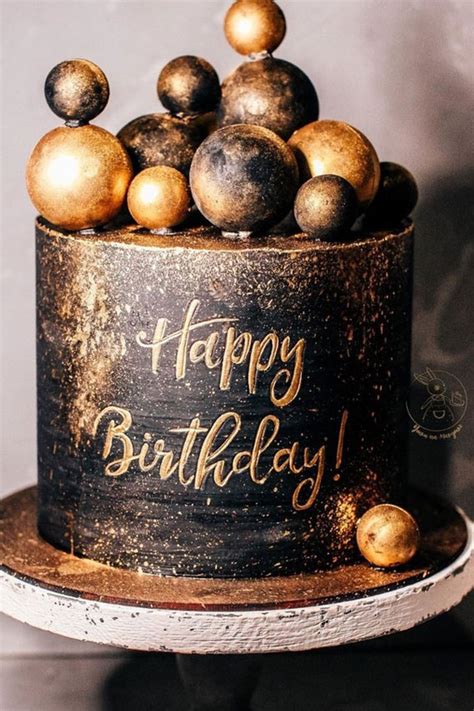 47 Cute Birthday Cakes For All Ages : Black and gold birthday cake