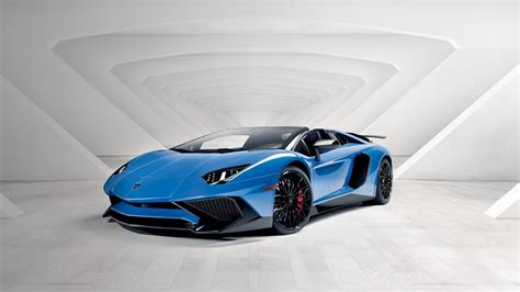 Blue Lamborghini Aventador Roadster