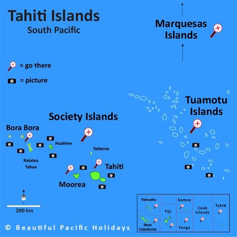 Pacific Map, South Pacific, French Polynesia, Tahiti Islands, Tahaa ...