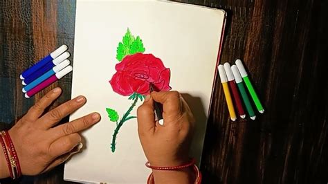 Gulab ka phool banane ka tarika | how to Draw a rose Flower step by ...