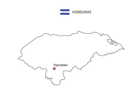 Hand draw thin black line vector of Honduras Map with capital city ...