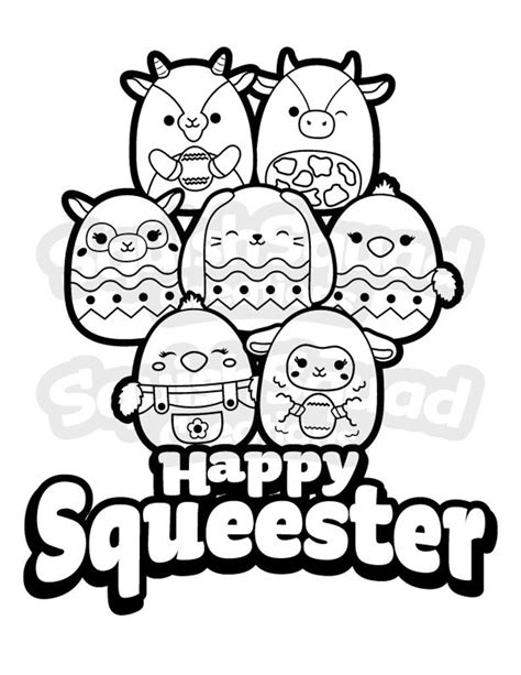 Squishmallow Happy Squeester Cute Easter Coloring Page - Etsy UK