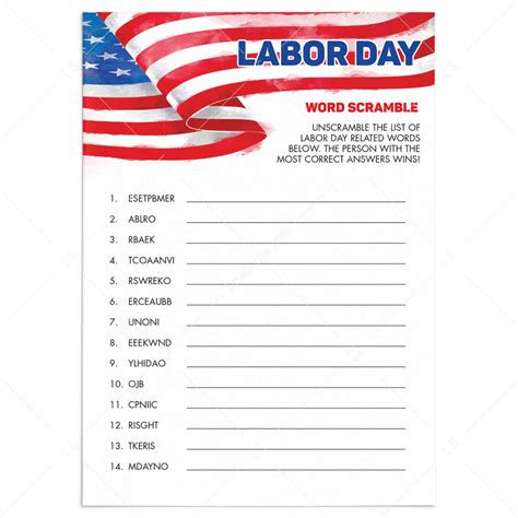 Labor Day Party Games Printable | Games and Activities for All Ages ...