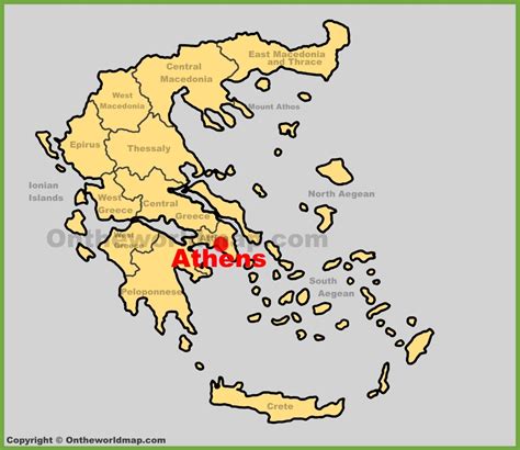 Athens location on the Greece map