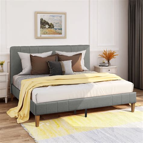 Harper & Bright Designs King Size Upholstered Platform Bed With ...