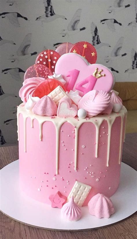 54 Jaw-Droppingly Beautiful Birthday Cake : 14th Pink Birthday Cake