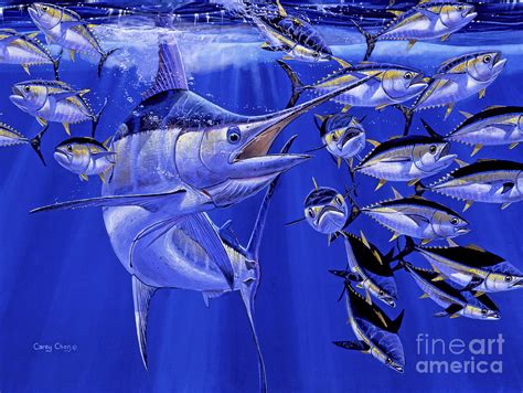 Blue marlin round up Off0031 Painting by Carey Chen - Fine Art America