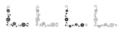 Set of hand drawn floral corner borders. Spring flower page decoration ...