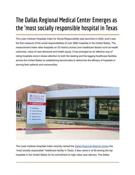 PPT - The Dallas Regional Medical Center Emerges as the 'most socially ...