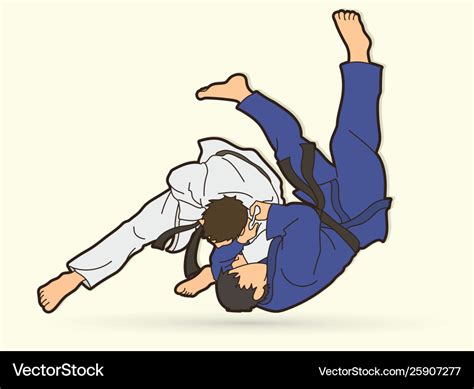 Judo sport action cartoon graphic Royalty Free Vector Image