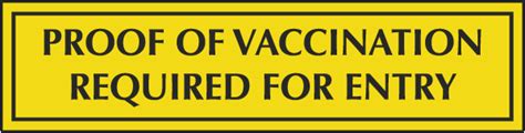 Proof of Vaccination Required for Entry Sign - Save 10% Instantly