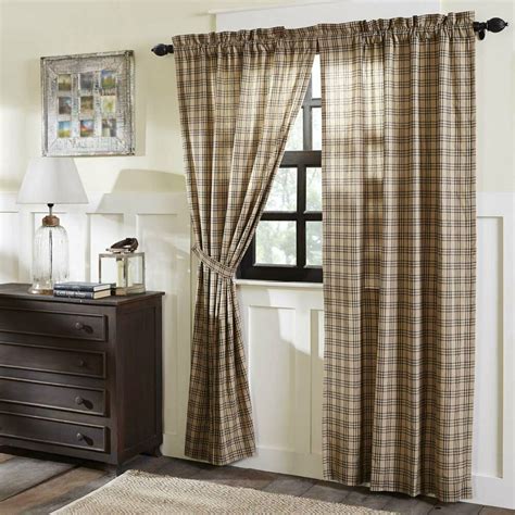 FARMHOUSE COUNTRY COTTAGE CURTAINS Sawyer Mill Charcoal Plaid PAIR