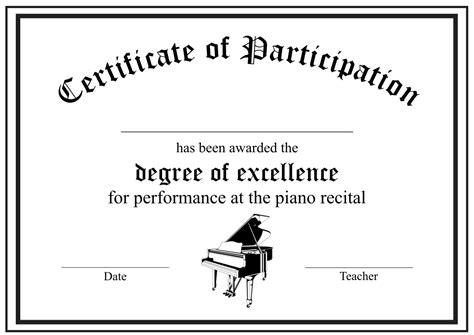 Free Printable Piano Recital Certificates - FREE PRINTABLE TEMPLATES