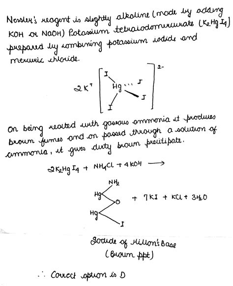 Ammonia reacts with Nessler's reagent to give: