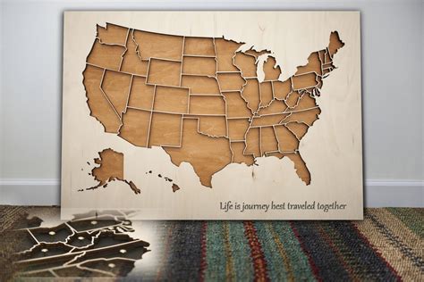 Wooden Us Map Wooden Wall Art Maps Wooden Usa Map - Etsy