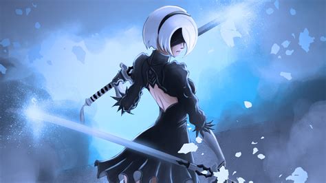 Wallpaper Fan Art, 2B Nier Automata, Android, Anime