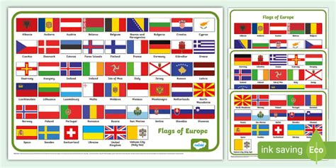 Flags of Europe with Names Word Mat - Geography - Twinkl