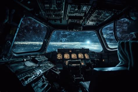 Premium AI Image | A view from the cockpit of a space shuttle.