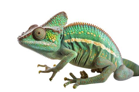 Premium AI Image | A green chameleon with a red and yellow head and ...