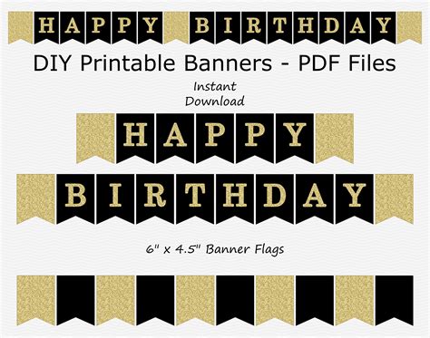 happy birthday banner printable template paper trail design ...